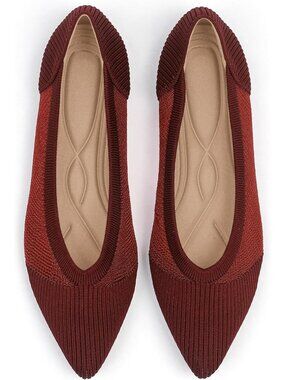 Women's Navy Knit Pointed Toe Flats Cap Toe Breathable Comfort Loafers